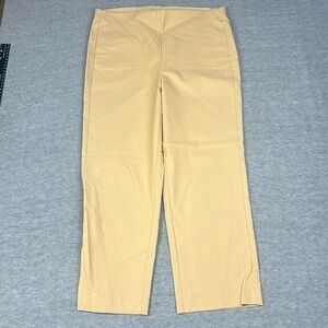 CHICOS Cropped Trouser Dress Pants Womens Size 1 (8) Pull On Elastic Waist Camel
